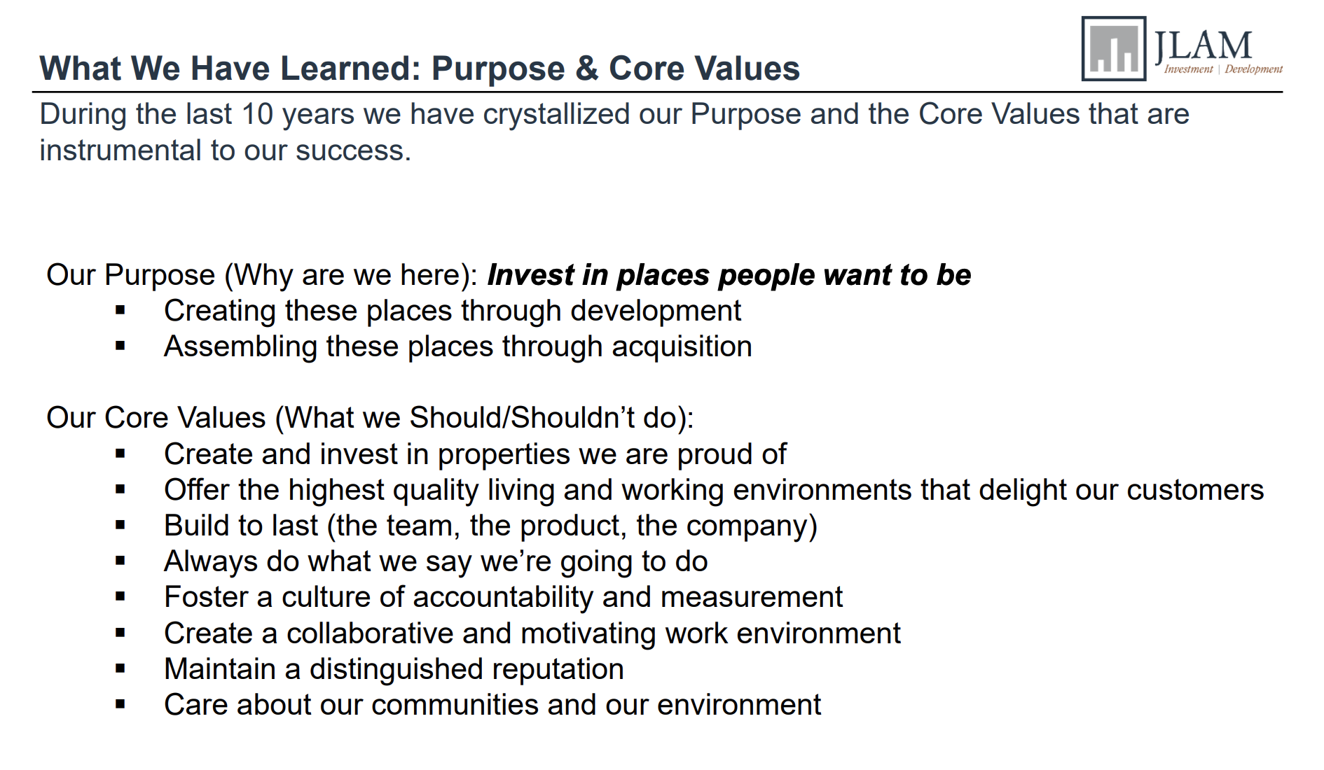 purpose and values